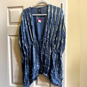 Blue and silver sequined kimono/bathing suit cover up